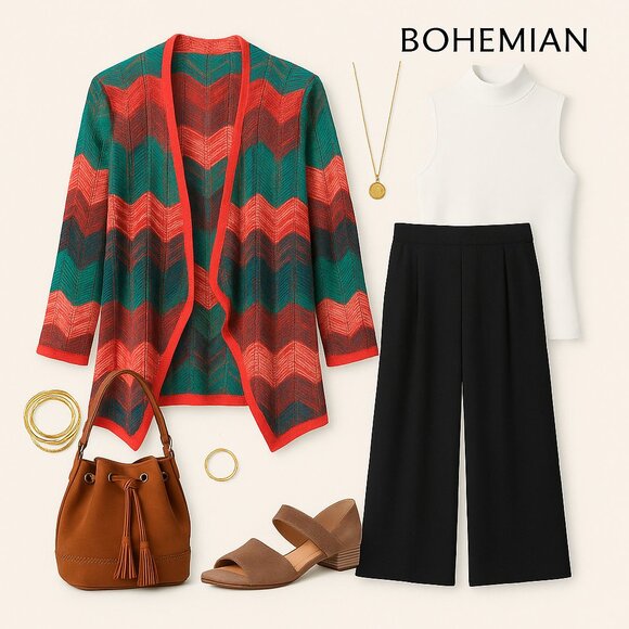 ✨ Multiples Chevron Open-Front Cardigan Sweater – Size Small ✨ - Picture 7 of 15